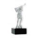 Trophy plastic figure golf ladies silver metallic on black marble base 16,0cm