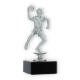 Trophy plastic figure handball player silvermetallic on black marble base 15,8cm