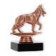 Trofeo figura de plástico perro pastor bronce sobre base de mármol negro 11,5cm