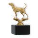 Pokal Kunststofffigur Coonhound goldmetallic auf schwarzem Marmorsockel 13,3cm