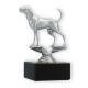 Pokal Kunststofffigur Coonhound silbermetallic auf schwarzem Marmorsockel 12,3cm
