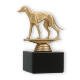 Pokal Kunststofffigur Windhund goldmetallic auf schwarzem Marmorsockel 12,6cm