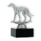 Trophy plastic figure greyhound silver metallic on black marble base 11,6cm