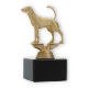 Pokal Kunststofffigur Foxhound goldmetallic auf schwarzem Marmorsockel 13,4cm