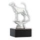 Trophy plastic figure Foxhound silver metallic on black marble base 12,4cm