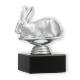 Pokal Kunststofffigur Hase silbermetallic auf schwarzem Marmorsockel 11,2cm