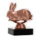 Troféu figura de plástico coelho bronze sobre base de mármore preto 10,2cm