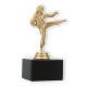 Pokal Kunststofffigur Karate Damen goldmetallic auf schwarzem Marmorsockel 14,4cm