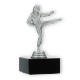 Pokal Kunststofffigur Karate Damen silbermetallic auf schwarzem Marmorsockel 13,4cm