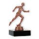 Pokal Kunststofffigur Läufer bronze auf schwarzem Marmorsockel 12,0cm