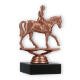 Pokal Kunststofffigur Reiter bronze auf schwarzem Marmorsockel 13,3cm