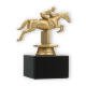 Pokal Kunststofffigur Springreiten goldmetallic auf schwarzem Marmorsockel 12,8cm