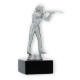 Trofeo figura de plástico fusilero plata metálica sobre base de mármol negro 15,4cm