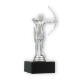 Trophy plastic figure archer silver metallic on black marble base 17,5cm