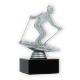 Trophy plastic figure ski slalom silver metallic on black marble base 14,0cm