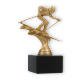Trophy plastic figure ski downhill gold metallic on black marble base 15,6cm