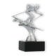Trophy plastic figure ski descent silver metallic on black marble base 14,6cm