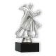 Trophy plastic figure dancing couple silver metallic on black marble base 15,6cm