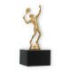 Beker kunststof figuur tennisser goud metallic op zwart marmeren voet 14,9cm