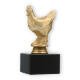 Pokal Kunststofffigur Huhn goldmetallic auf schwarzem Marmorsockel 13,8cm