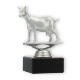 Troféu figura de plástico de cabra metálico de prata sobre base de mármore preto 13,0cm
