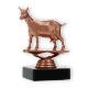 Troféu figura de plástico de cabra bronze sobre base de mármore preto 12,0cm
