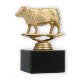 Trophy plastic figure Hereford cow gold metallic on black marble base 11,7cm