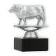 Trofeo figura de plástico vaca Hereford plata metálica sobre base de mármol negro 10,7cm