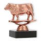 Trofeo figura de plástico vaca Hereford bronce sobre base de mármol negro 9,7cm