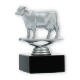 Trofeo figura de plástico vaca plata metalizada sobre base de mármol negro 11,4cm
