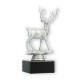 Trophy plastic figure deer silver metallic on black marble base 16,3cm