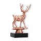 Trofeo figura de plástico ciervo bronce sobre base de mármol negro 15,3cm