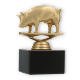 Pokal Kunststofffigur Schwein goldmetallic auf schwarzem Marmorsockel 11,6cm