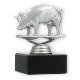 Pokal Kunststofffigur Schwein silbermetallic auf schwarzem Marmorsockel 10,6cm