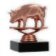 Pokal Kunststofffigur Schwein bronze auf schwarzem Marmorsockel 9,6cm