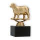 Pokal Kunststofffigur Schaf goldmetallic auf schwarzem Marmorsockel 12,8cm