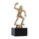 Pokal Kunststofffigur Tischtennisspielerin goldmetallic auf schwarzem Marmorsockel 16,8cm