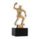 Coppa in plastica con figura di giocatore di tennis da tavolo oro metallizzato su base di marmo nero 16,6 cm