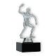 Coppa in plastica giocatore di tennis da tavolo argento metallizzato su base di marmo nero 15,6 cm