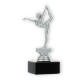Troféu figura plástica Gymnastics ladies silver metalic sobre base de mármore preto 17,3cm