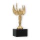 Beker kunststof figuur godin van de overwinning goud metallic op zwart marmeren voet 18,2cm