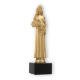 Troféu figura de plástico rainha da beleza ouro metálico sobre base de mármore preto 24,7cm