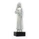 Trofeo figura de plástico reina de la belleza plata metálica sobre base de mármol negro 23,7cm