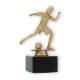 Trophy plastic figure girl footballer gold metallic on black marble base 16,5cm