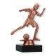 Trophy plastic figure girl footballer bronze on black marble base 14,5cm