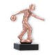 Coppa in metallo con figura di uomo che gioca a bowling in bronzo su base di marmo nero 14,9 cm