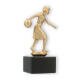 Pokal Metallfigur Bowling Damen goldmetallic auf schwarzem Marmorsockel 16,5cm