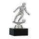 Trophy plastic figure soccer men silver metallic on black marble base 14.2cm