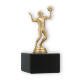 Beker kunststof figuur volleyballer goud metallic op zwart marmeren voet 13,9cm