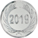 Emblème en aluminium gaufré argent 50mm - Année 2019